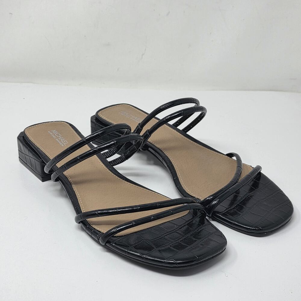 Michael By Michael Shannon Liv Black Faux Leather Strappy Sandals Size 9